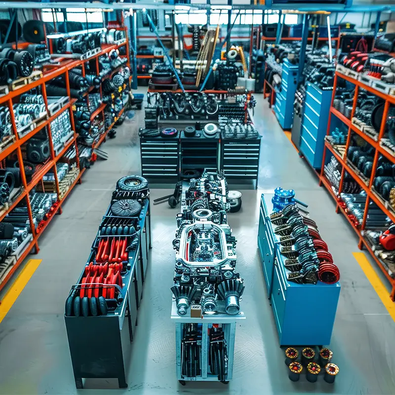 Al Saha used spare parts for trucks — warehouse stocked with engines and heavy vehicle components, UAE